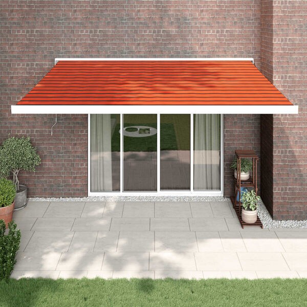 vidaXL Toldo retr&aacute;ctil aluminio y tela naranja y marr&oacute;n 4,5x3 m