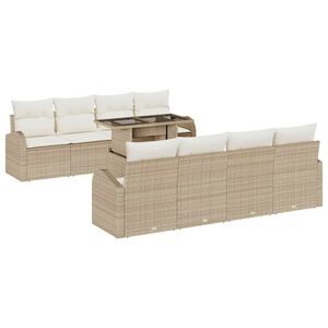 vidaXL Conjunto de sof&aacute; de jard&iacute;n con coj&iacute;n 7 pcs Beige Polirat&aacute;n