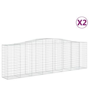 vidaXL Cestas de gaviones 2 uds forma de arco hierro 400x50x120/140 cm