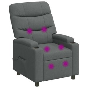 vidaXL Sill&oacute;n de masaje reclinable Gris oscuro 75 x 93 x 102 cm Tela