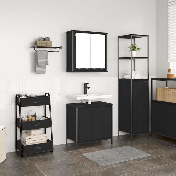 vidaXL Juego de muebles de baño 2 pzas roble negro Madera ingeniería
