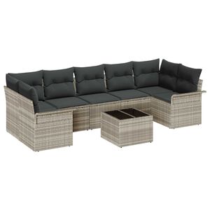 vidaXL Conjunto de sof&aacute; de jard&iacute;n 8 pcs Gris Claro y Gris Oscuro