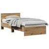 vidaXL Estructura de cama con cabecera Roble artesanal 90 x 200 cm
