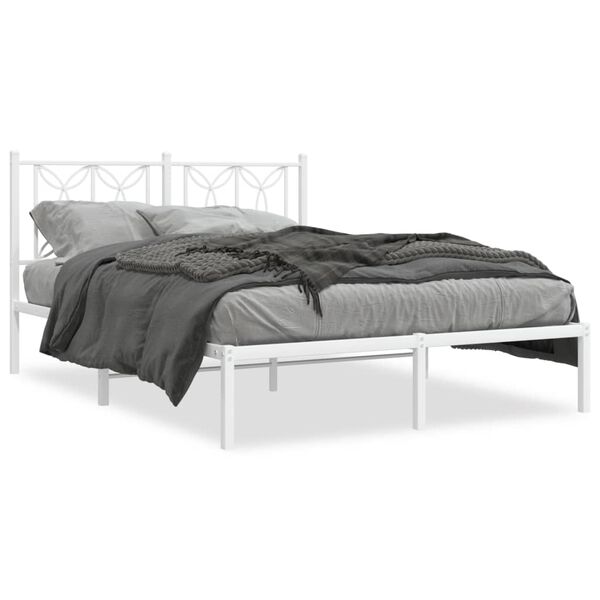 vidaXL Estructura cama sin colchón con cabecero metal blanco 135x190cm