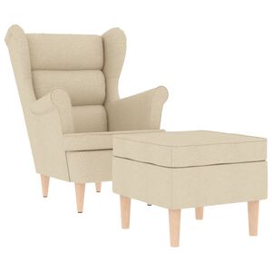 vidaXL Sill&oacute;n con taburete reposapi&eacute;s de tela crema