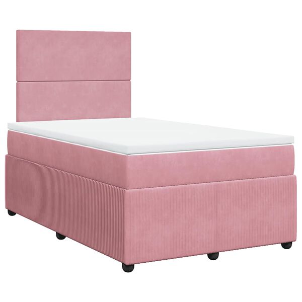 vidaXL Cama box spring con colch&oacute;n terciopelo rosa 120x190 cm