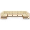 vidaXL Set de muebles de jard&iacute;n 9 pzs cojines madera pino marr&oacute;n miel
