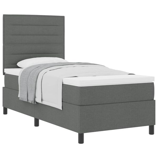 vidaXL Cama tipo Box Spring con colch&oacute;n Gris oscuro 100 x 200 cm tela