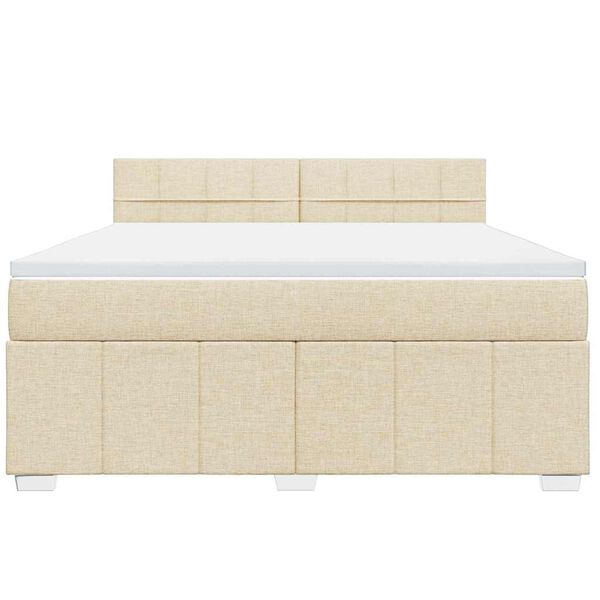 vidaXL Cama box spring con colchón tela color crema 180x200 cm