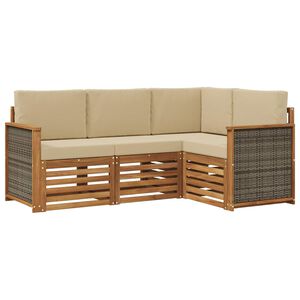 vidaXL Juegos de sof&aacute;s con coj&iacute;n 4 pcs Madera de Acacia S&oacute;lida