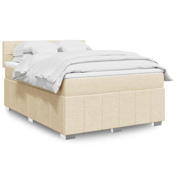 vidaXL Cama box spring con colch&oacute;n tela color crema 140x190 cm