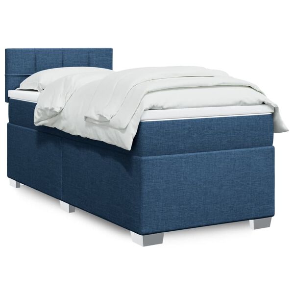 vidaXL Cama box spring con colch&oacute;n tela azul 80x200 cm