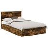 vidaXL Cama con almacenamiento con cabecera Roble ahumado 120 x 200 cm