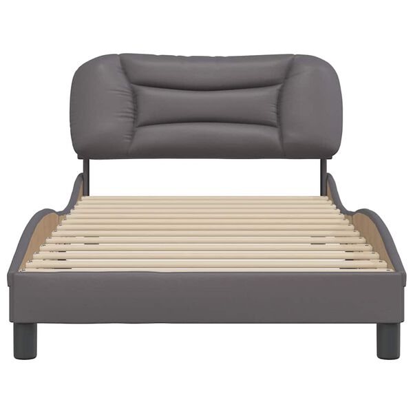 vidaXL Estructura de cama sin colch&oacute;n Hvar cuero sint&eacute;tico gris 100x200 cm