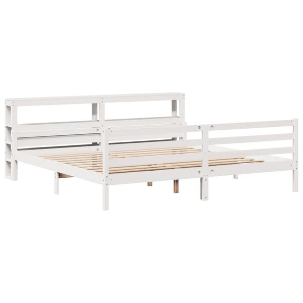 vidaXL Estructura de cama con cabecero sin colch&oacute;n blanco 180x200 cm