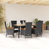 vidaXL Set de comedor de jard&iacute;n 7 pzas y cojines rat&aacute;n sint&eacute;tico negro