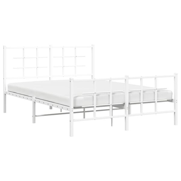 vidaXL Estructura cama sin colch&oacute;n con estribo metal blanco 140x200 cm