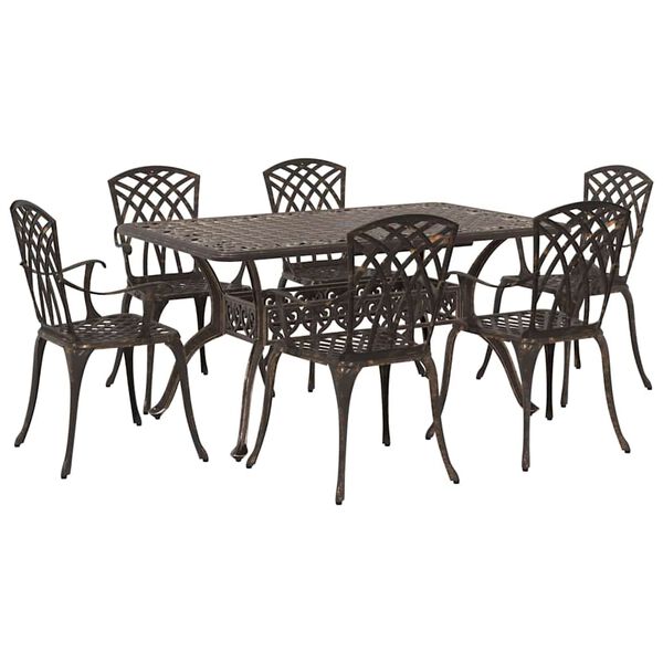vidaXL Conjunto de Comedor de Jard&iacute;n 7 pcs Bronce Aluminio