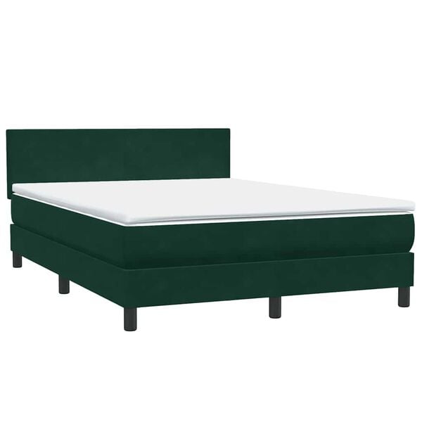 vidaXL Cama box spring con colch&oacute;n terciopelo verde oscuro 160x220 cm