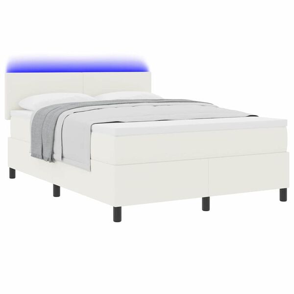 vidaXL Cama Box Spring LED Crema y 160 x 200 cm Tela de Pana