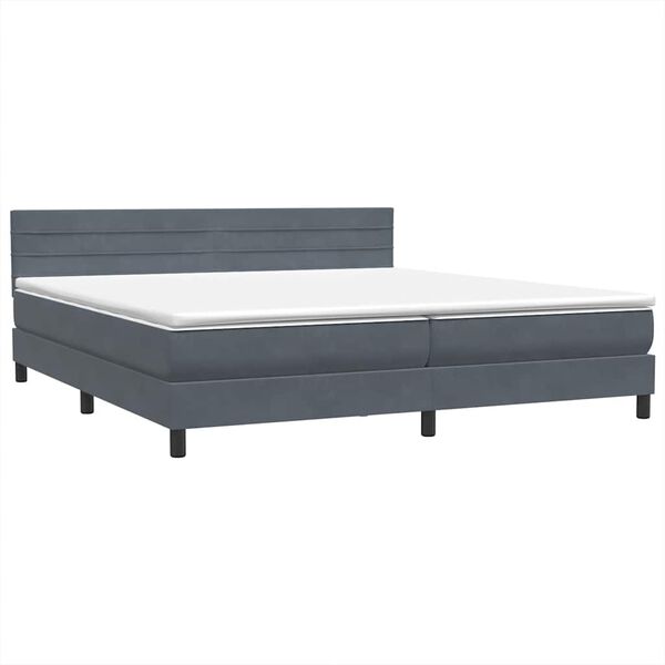 vidaXL Cama box spring con colch&oacute;n terciopelo gris oscuro 180x220 cm