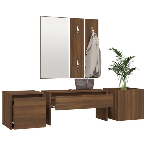 vidaXL Set de muebles de recibidor madera contrachapada roble marr&oacute;n