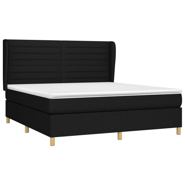 vidaXL Cama box spring con colch&oacute;n tela negro 160x200 cm