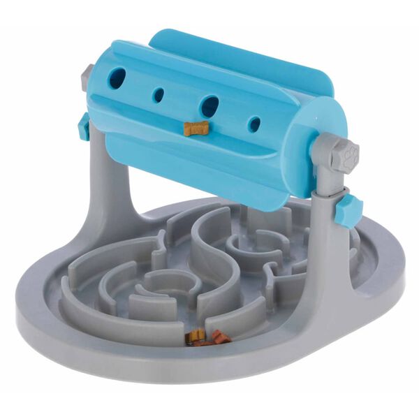 Kerbl Comedero de perros giratorio anti-ahogo azul y gris