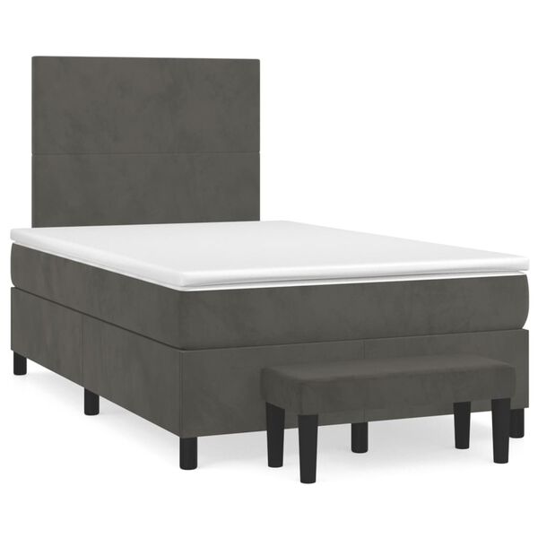 vidaXL Cama box spring con colch&oacute;n terciopelo gris oscuro 120x190 cm