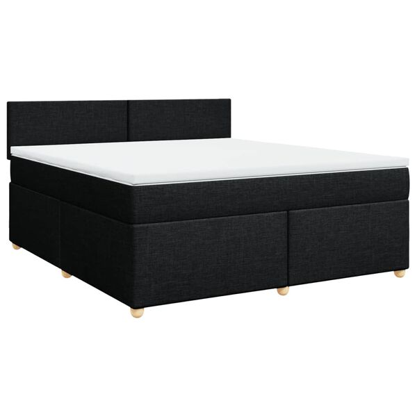 vidaXL Cama box spring con colch&oacute;n tela negro 180x200 cm