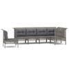 vidaXL Set de muebles de jard&iacute;n 6 pzas y cojines rat&aacute;n sint&eacute;tico gris