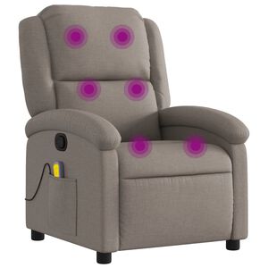 vidaXL Sill&oacute;n de masaje reclinable de tela gris taup&eacute;