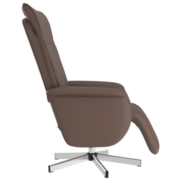 vidaXL Sill&oacute;n reclinable con reposapi&eacute;s cuero sint&eacute;tico marr&oacute;n
