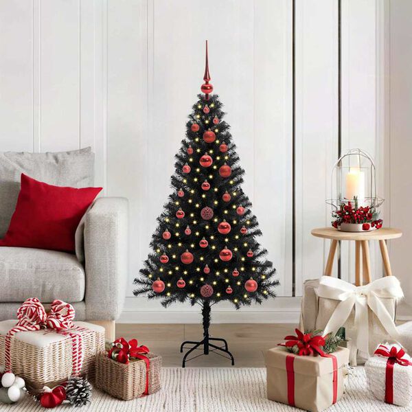 vidaXL Árbol de Navidad con 150 LED con soporte Negro 120 cm PVC