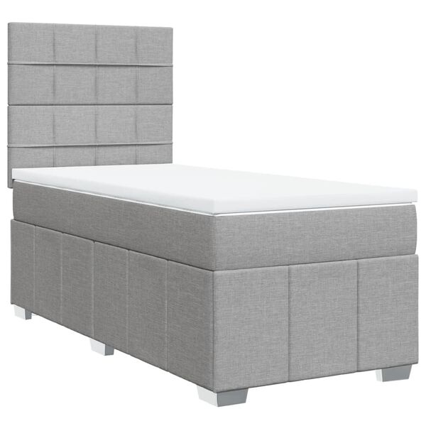 vidaXL Cama box spring con colch&oacute;n tela gris claro 90x200 cm