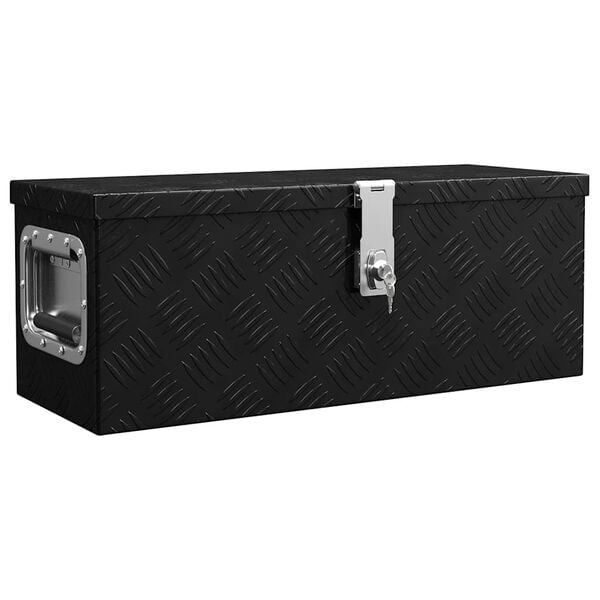 vidaXL Caja de almacenaje de aluminio negro 60x23,5x23 cm