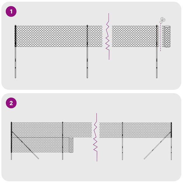 vidaXL Cerca de alambre con pinchos de anclaje plateado 1,6x10 m
