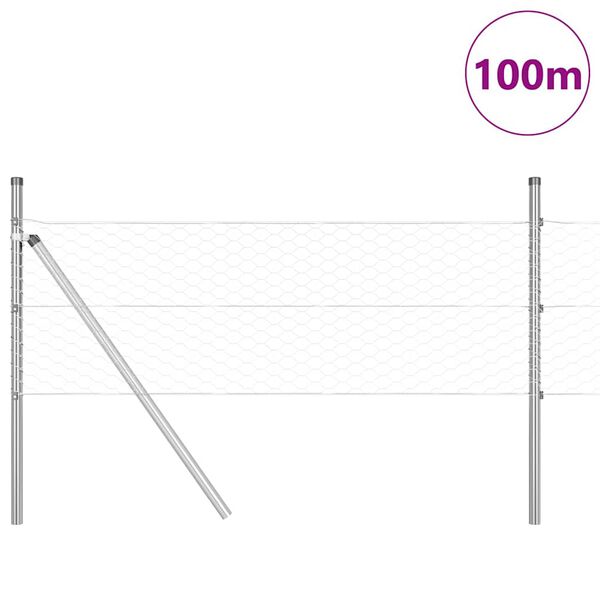 vidaXL Poste de Valla Plateado 100 x 0,4 m (malla de 36 mm) Acero