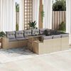vidaXL Set de sof&aacute;s de jard&iacute;n 11pzas con cojines rat&aacute;n sint&eacute;tico beige