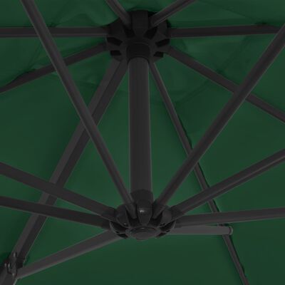vidaXL Sombrilla voladiza con poste de acero verde 250x250 cm