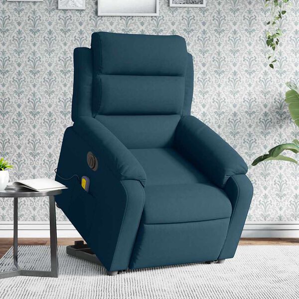 vidaXL Sill&oacute;n reclinable de masaje el&eacute;ctrico elevable terciopelo azul