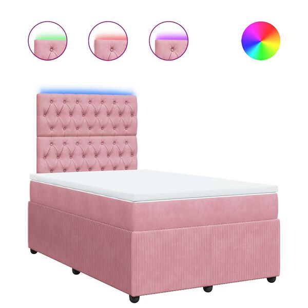vidaXL Cama box spring con colch&oacute;n terciopelo rosa 120x190 cm