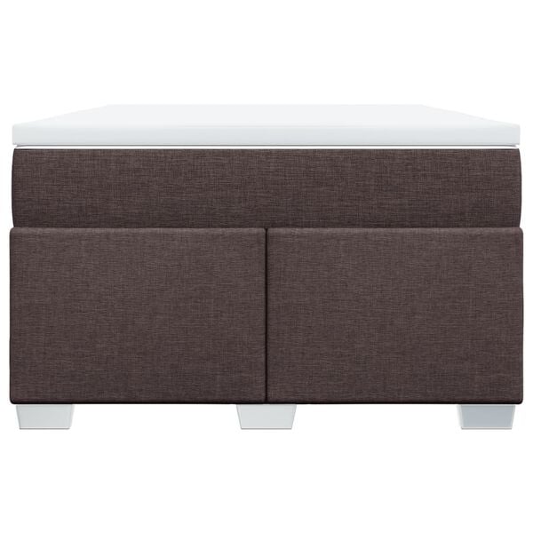 vidaXL Cama box spring con colch&oacute;n tela marr&oacute;n oscuro 120x200 cm