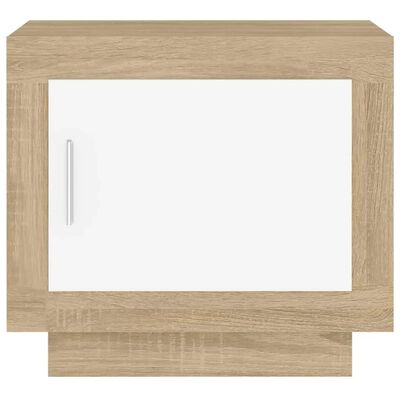 vidaXL Mesa de centro madera contrachapada blanco y Sonoma 51x50x45 cm