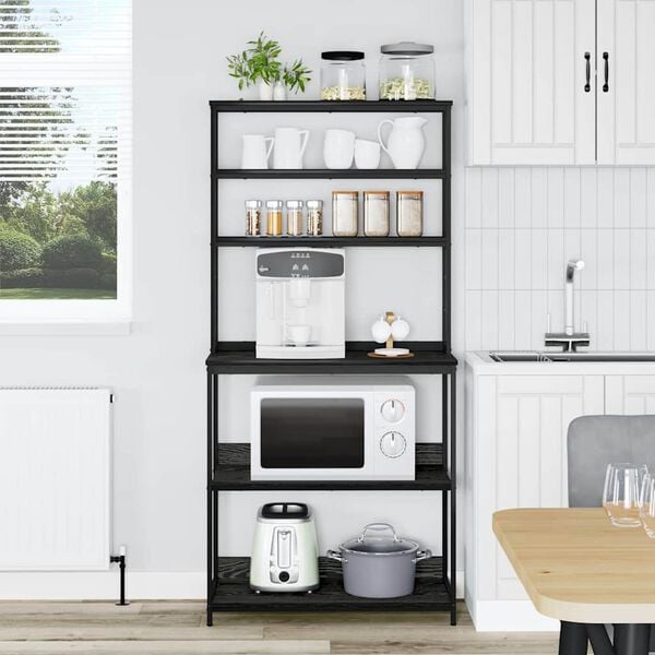 vidaXL Estante de cocina Roble Negro 80 x 40 x 168 cm