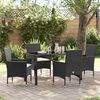 vidaXL Conjunto de Comedor de Jard&iacute;n 5 pcs Negro rat&aacute;n sint&eacute;tico