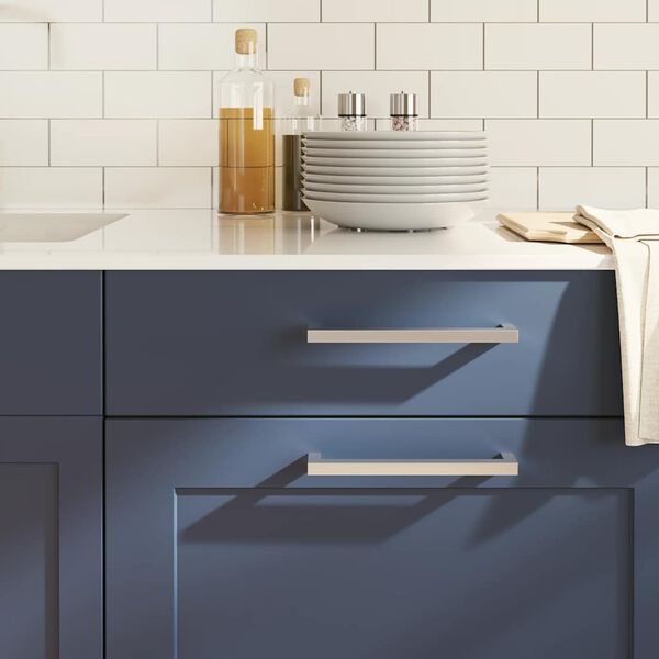 vidaXL Tiradores para armarios 5 uds acero inoxidable plateado 192 mm