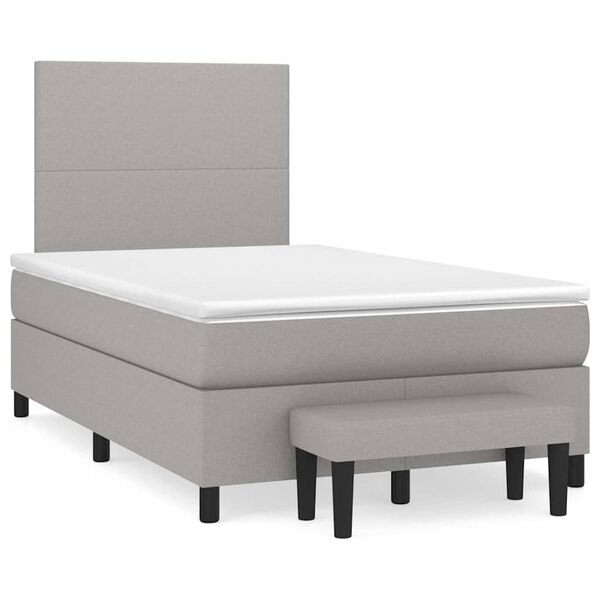 vidaXL Cama box spring con colch&oacute;n tela gris claro 120x190 cm