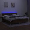vidaXL Cama box spring con colch&oacute;n LED tela marr&oacute;n oscuro 160x200 cm