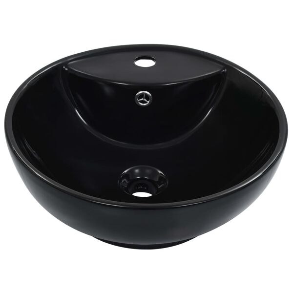 vidaXL Lavabo con rebosadero 46,5x18 cm cer&aacute;mica negro